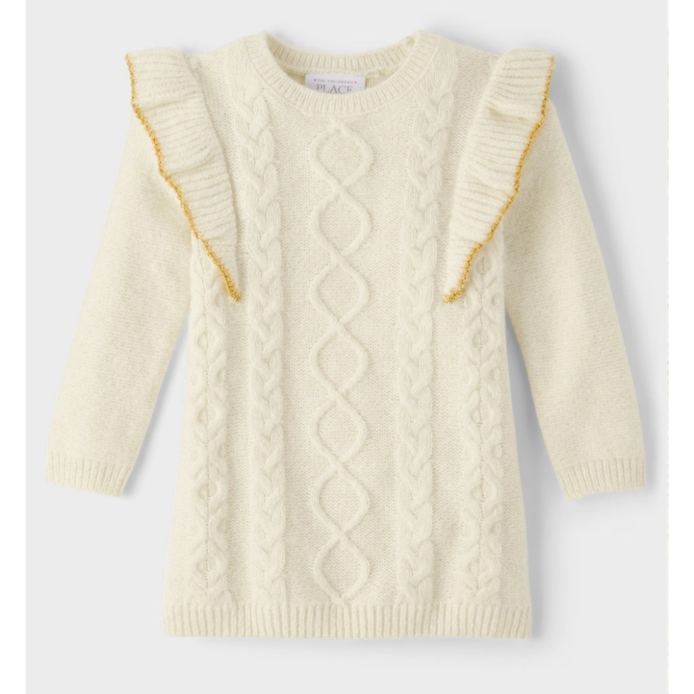 Toddler Girls Sweater Dress Cable Knit Cream Size 18-24M The Childrens Place NEW